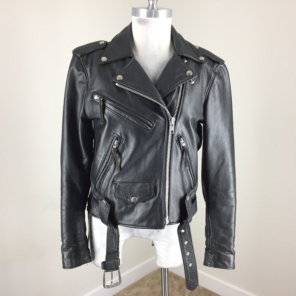 Harley Davidson Women's S Black leather Moto coat